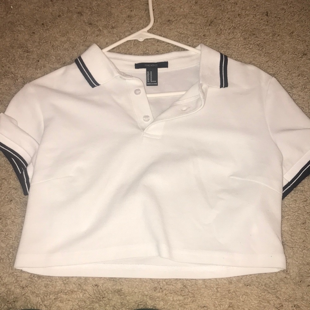 White & Black Cropped Top